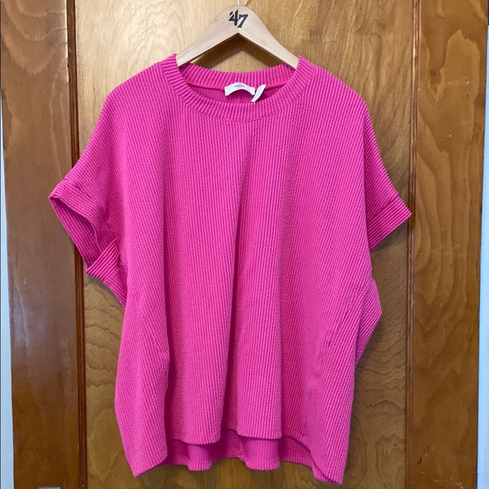 Entro Pink Cuffed Sleeve Boxy T-Shirt